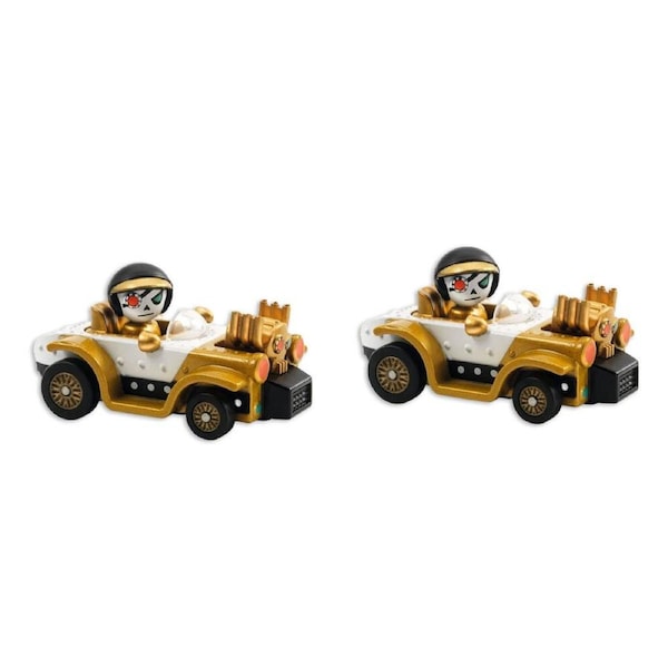2PK Djeco Motor Skull Crazy Motors Kids Miniature Toy Car 3y+/4x7x4 Silver/Gold