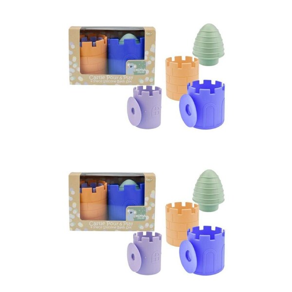 2x 4pc Koala Dream Silicone Baby Castle Pour & Play Bath Toy Playset 4m+