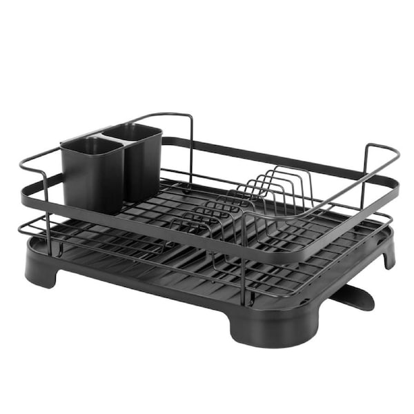 Hacienda Steel Frame Dish Drying Rack Durable Steel Frame, Removable Utensil Holder, Compact Size for Small Kitchens