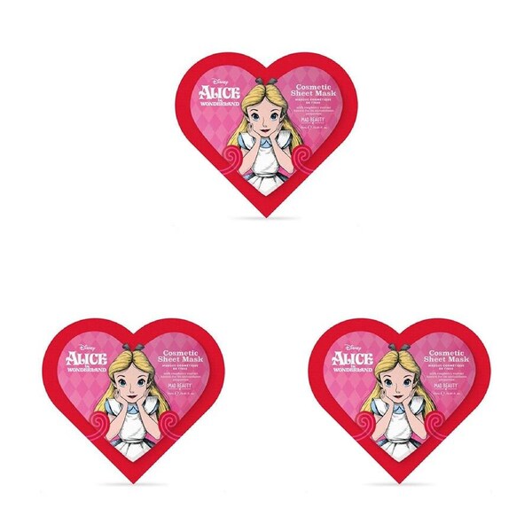 3PK Disney Alice in Wonderland Cosmetic Skincare Sheet Mask Raspberry