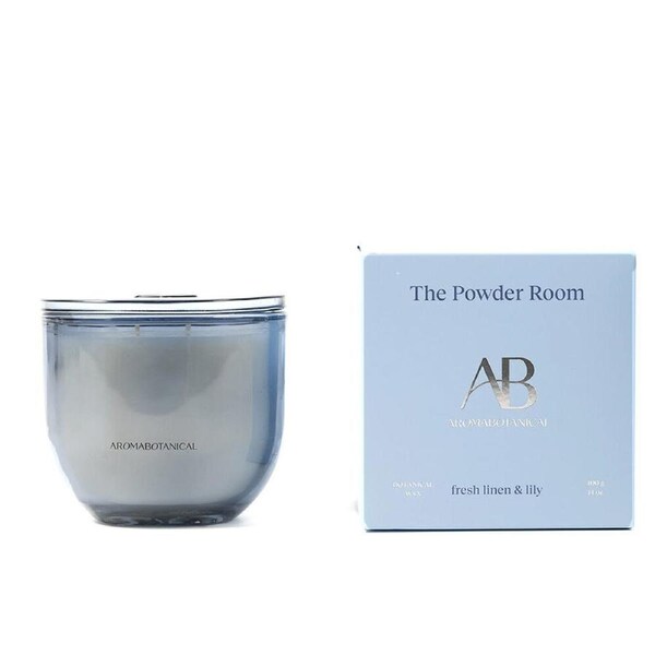 Aromabotanical Powder Room Fresh Linen Scent Home Fragrance Candle Jar 400g