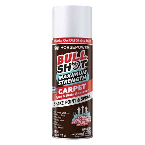 Horsepower Bull Shot Maximum Strength 510g Powerful Carpet and Upholstery Spot and Stain Remover Stain-Lifting Foam-Action, Pet Stains & Odors, Coffee, Wine, Grease