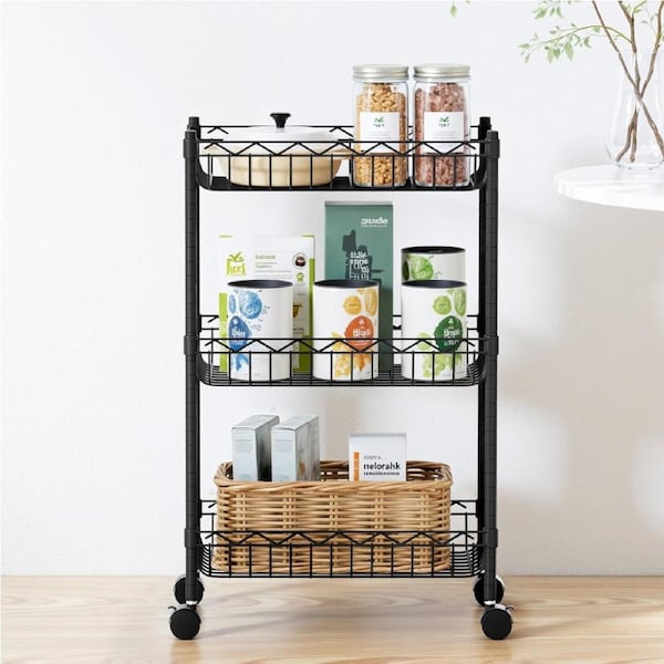 Artiss 3-Tier Shelving Unit Adjustable Garage Storage Kitchen Rack With Wheels