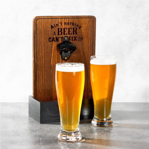 Refined Gifts 2 Beer Glass Carrier with Bottle Opener