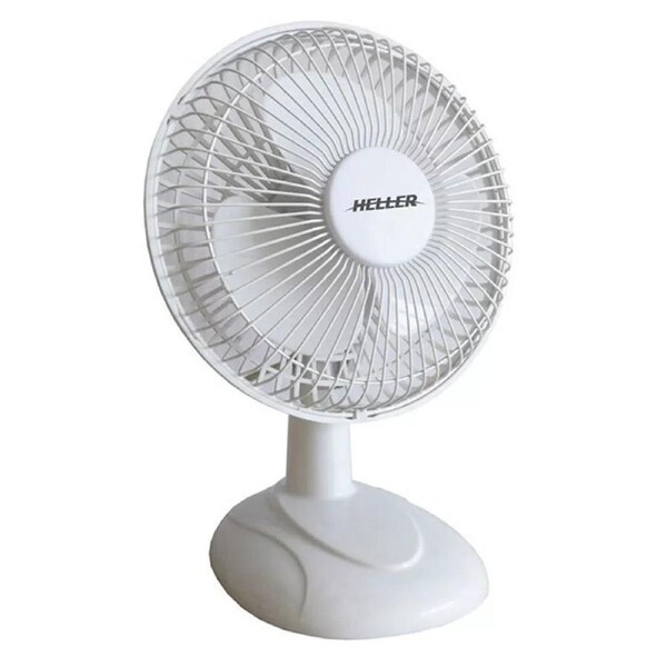 Heller Table/Desk Fan - 13W Tilt Adjustable Head - Air Cooler 15cm WHT