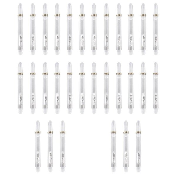 10x 3pc Tex Darts Grip Nylon Dart Shaft Stems Intermediate 35mm Clear