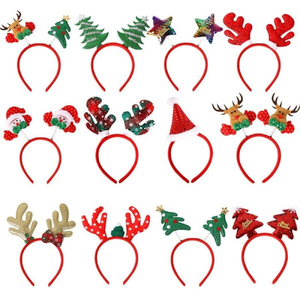 Catzon 12 Pcs Christmas Headbands for Holiday Party Headwear