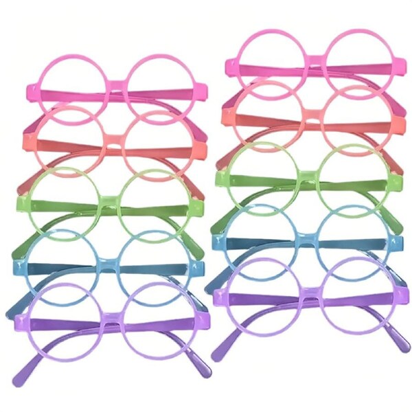 Catzon 10 Pack Neon Glow Glasses Party Glasses Glow in The Dark-RoundFrame