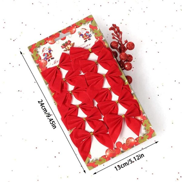 Catzon 36 Pcs Christmas Mini Bows for Christmas Tree Wreath Decor