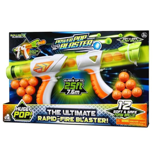 Ballist-X Power Pop Blaster (Includes 12 Balls) Foam Ball Blaster