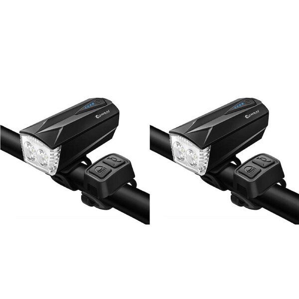 2PK Sansai Rechargeable In Line Control Bicycle 5W LED Headlight w/Horn 93x46x60