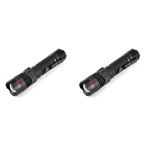 2PK Sansai Tactical Grade Rechargeable Water Resistant 5W LED Torch 29x25.5x117
