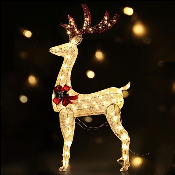 150cm Tall Warm White LED Reindeer Christmas Decoration 100 Lights Outdoor