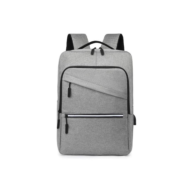 15.6-inch Shockproof Laptop Backpack with USB Charging Port, Water-Resistant-grey