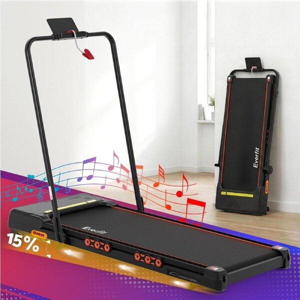 41cm Belt Everfit 3 in 1 Walking Pad 15% Incline Treadmill Foldable Under Desk APP Bluetooth