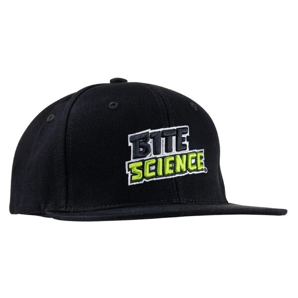 Bite Science Black Flat Peak Fishing Cap Adjustable Snap Closure