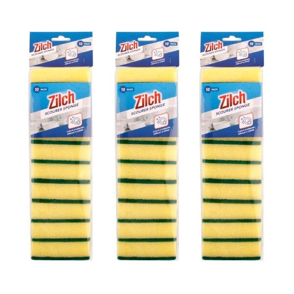 3x Zilch Scourer Sponge 10Pk
