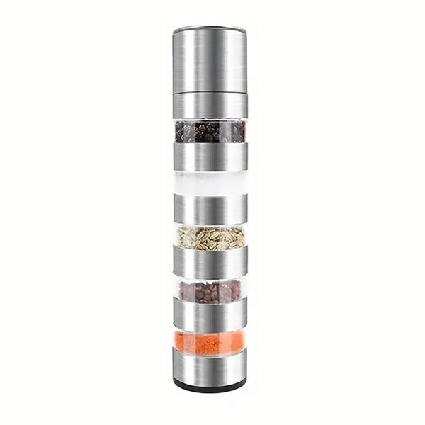 5 in 1 Stainless Steel Salt and Pepper Grinder Manual Spice Grinder Bottle Kitchen