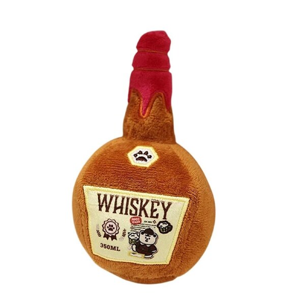 Plush Whisky Shape Toy with Cat and Dog Sounds Stuffed Animal Soft Toy Pet Lover