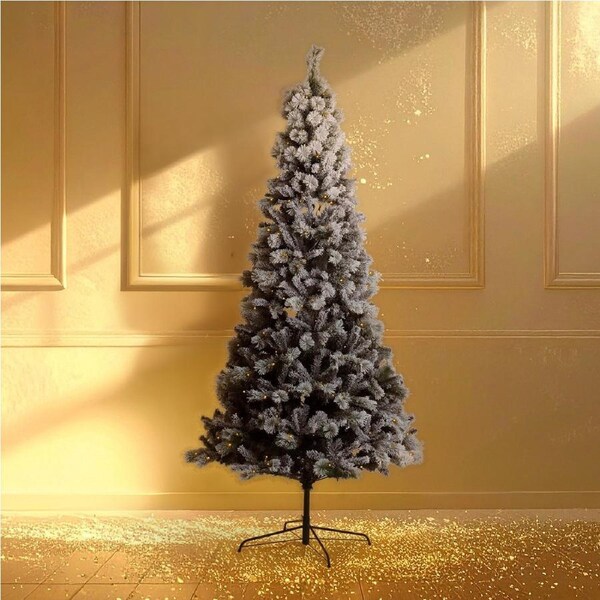 270cm Flocked Pre-lit Christmas Tree, 1284 Tips - Tree #21