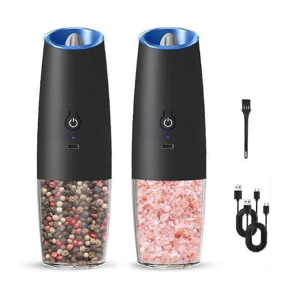 2PCS Rechargeable Electric Salt and Pepper Grinder Set, Automatic Gravitys Grinder Adjustable Coarse
