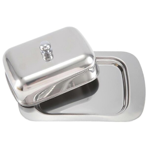 Luxious Stainless Steel Butter Dish Box Container Shiny Cheese Server Storage Keeper Tray with Easy