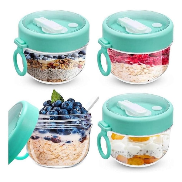 4 Pcs Overnight Oats Container with Lids and Spoons,20Oz Overnight Oats Jars Airtight Yogurt Contain