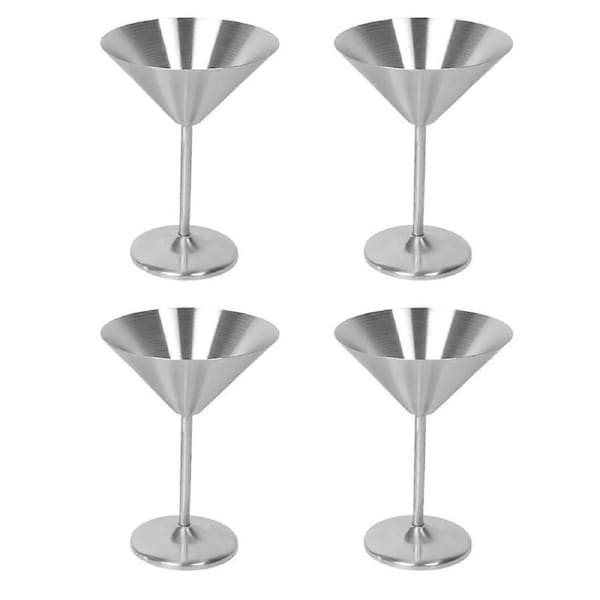 Stainless Steel Glasses Set of 4, 8 Oz Metal Cocktail Glasses, Unbreakable, , Mirror Polished Finish