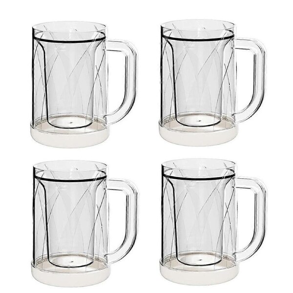 4 Pcs Frozen Beer Mugs for Freezer Double Wall Gel Frosty Freezer Mugs Beer Ice Mugs for Freezer Dri