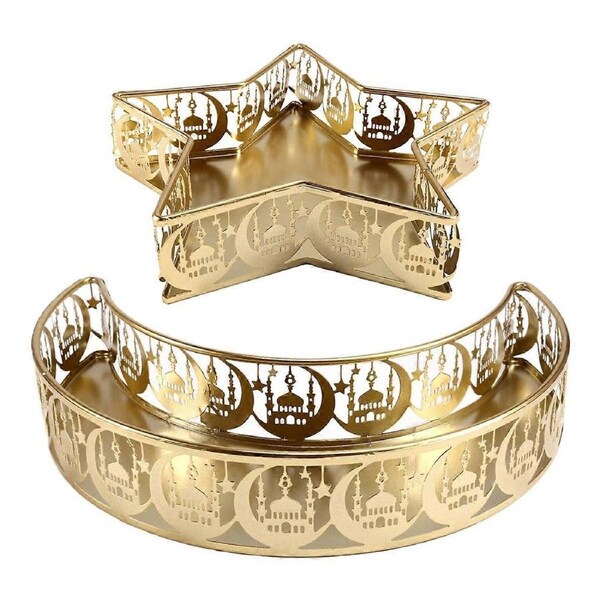 Ramadan Serving Trays Metal Moon Star Shaped Eid Mubarak Islam Muslim Food Serving Tray