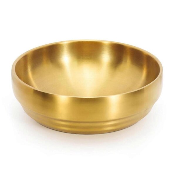 7.3In Gold Large Stainless Steel Soup Bowl, 35OZ Double Walled Sashimi Dish, Unbreakable Bowl for Re