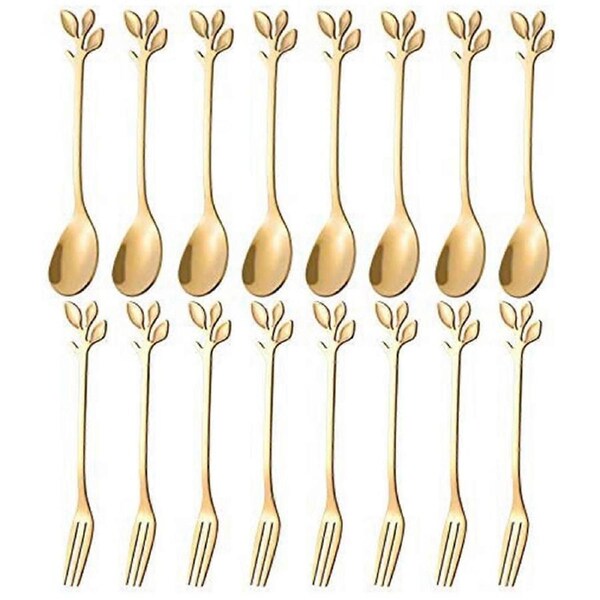 Dessert Spoon and Fork Set Cake Fork Coffee Spoon Creative Fruit Fork Stainless Steel