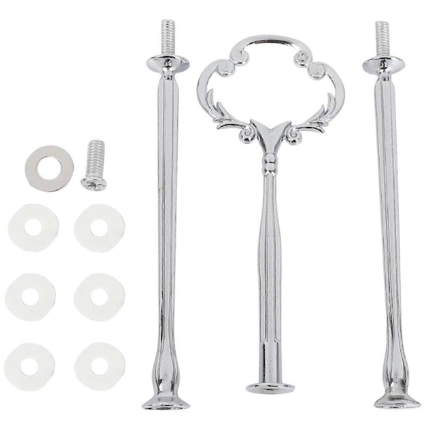 1set 2 3 Tier Cake Plate Stand Heavy Metal Center Handle Fitting Hardware Rod Shape:Ornate Victorian