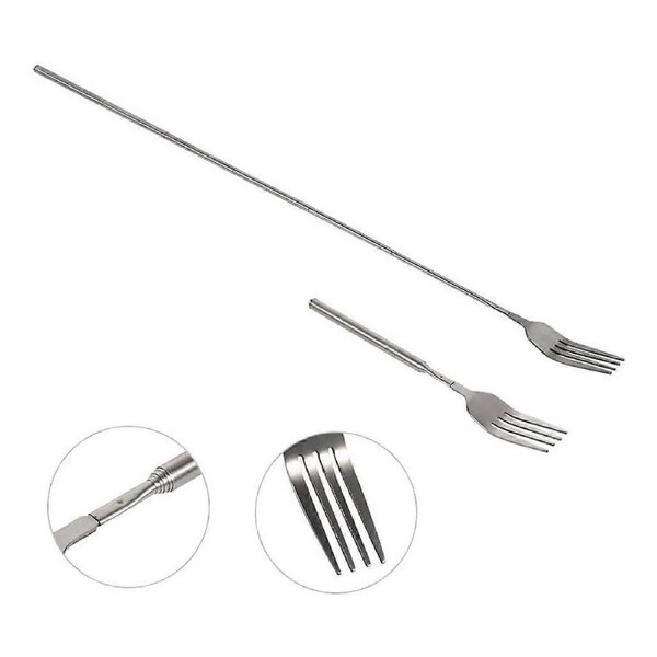Extendable Forks,Stainless Steel BBQ Telescopic Forks 8.7-25.4inch Dessert Long Handle Fork Fruit De