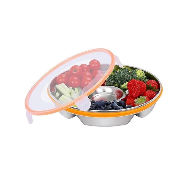 Veggie Tray with Lid and Dip,Divided Serving Tray with Lid Snack Tray with Lid for Platter,Relish Fr