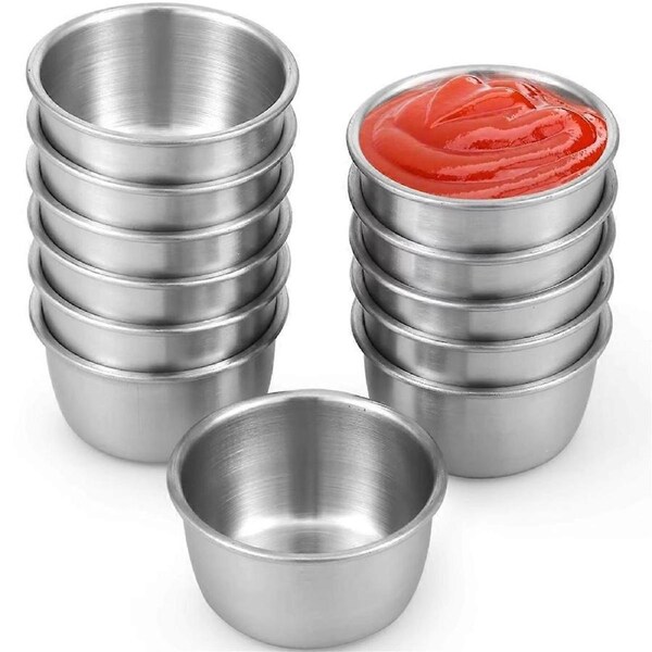 12 Pcs Stainless Steel Sauce Dipping Bowls Set, 45ml Mini Reusable Seasoning Cups for Condiments, Sn