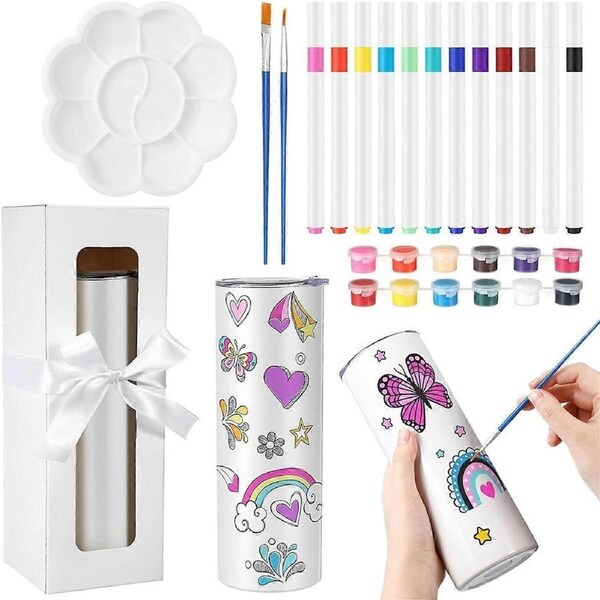 Painted Cup Decorating Kit,20 Oz Sublimation Tumbler Blanks Stainless Steel Insulated C