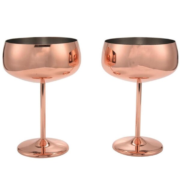 Copper Coupe Champagne Glasses Set of 2 Stainless Steel Vintage Martini Cocktail Glass Wine Goblet