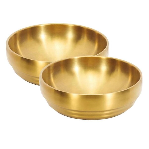 2Pcs 7.3In Gold Large Stainless Steel Soup Bowl, 35OZ