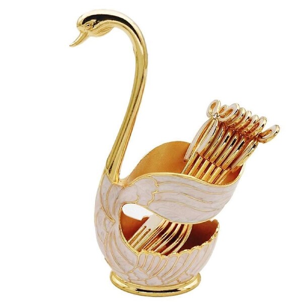 Elegant Swan Style Coffee Dessert Spoon Set-European Fruit Scoop Holder & Decorative Tableware for S