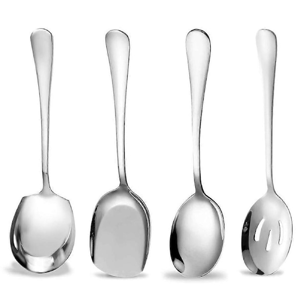 4Pcs Stainless Steel Buffet Serving Spoon Long Handle Soup Spoons
