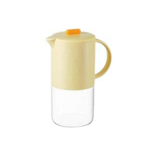 Glass Water Jug With Lid Kitchen Coffee Pot 1800ml Yellow