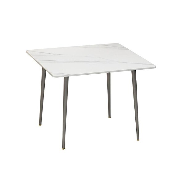 P&P White Sintered Stone Dining Table With Black Legs For Modern Interiors