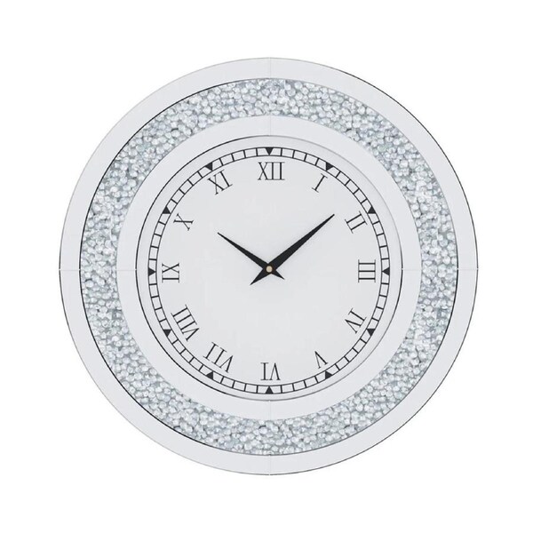 P&P Silver Crushed Diamond Square Wall Clock Luxury Decorative 60x60cm