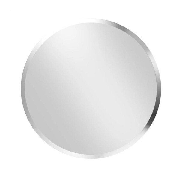 P&P Silver Round Wall Mirror 60x60cm Frameless Beveled Edge Glass for Stylish Homes