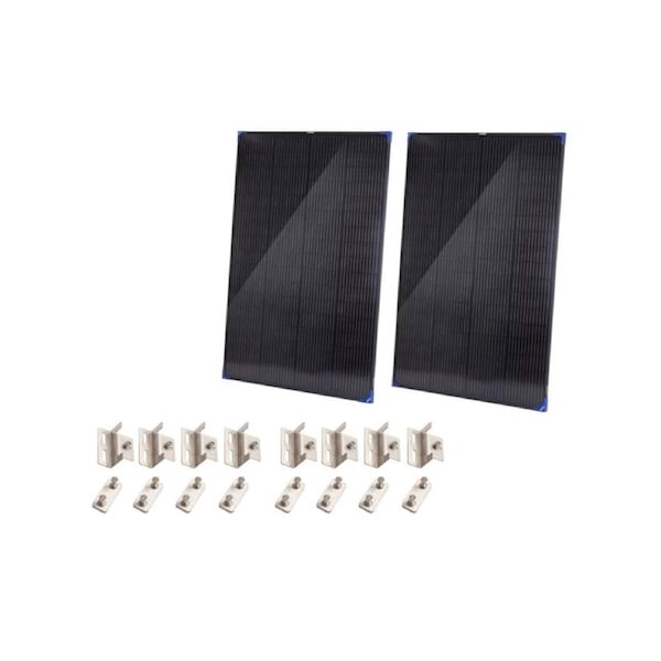 2x 200W Fixed Solar Panel+ 2x Fixed Solar Panel Mounting Brackets