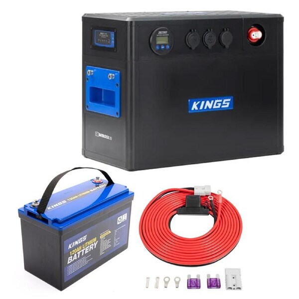 BatBlock25 - 12V Plug and Play Battery Box + 120Ah Lithium Battery + 25AMP Wiring Kit