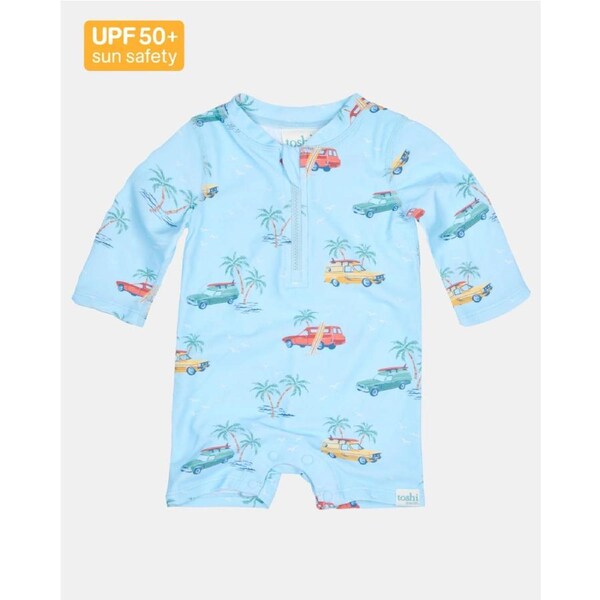 Toshi Swim Onesie Long Sleeve Splash Swell Seekers Sky Sz000