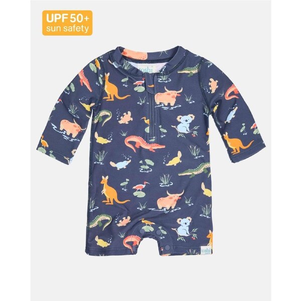 Toshi Swim Onesie Long Sleeve Splash - Kakadu Moonlight 00