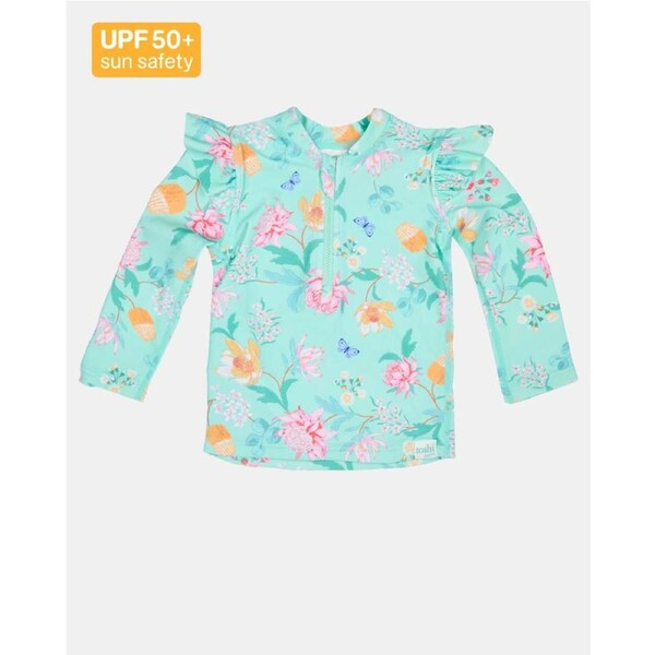 Toshi Swim Rashie Long Sleeve - Ripple Waratah Mint Size 4